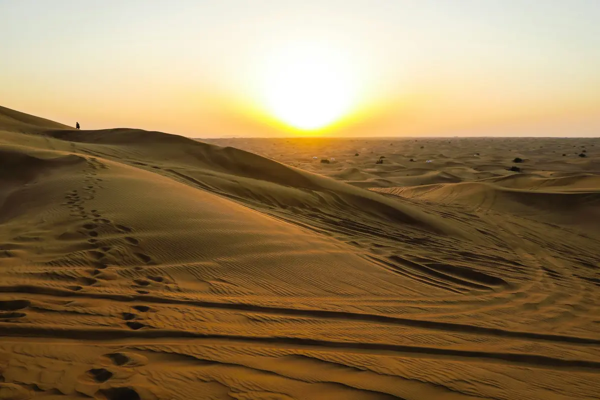Desert dunes near Dubai at sunset